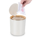 JEEZAO Mini Desktop Bin, Desk Trash Can with Lid, 2.6L Small Plastic Waste Table Bin for Bathroom, Office, Dressing Table, Kitchen White - image 1