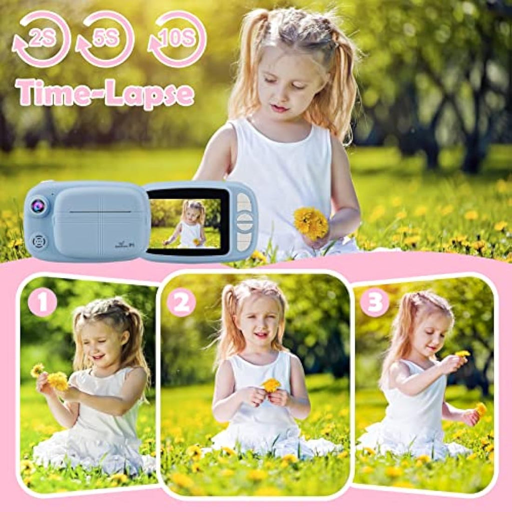 GlobalCrown Kids Instant Print Camera | 1080p HD Video with 32GB Card