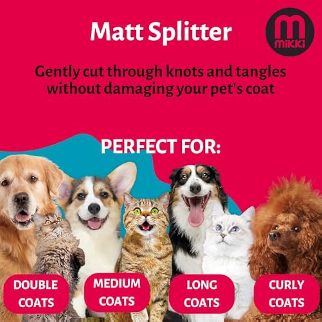 Mikki Pet Matt Splitter – Micro Serrated Dematting Tool for Dogs & Cats