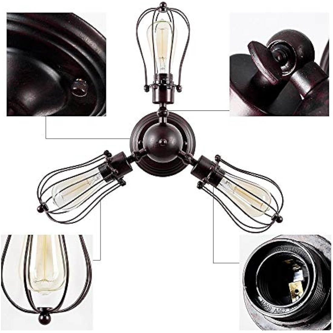 Jolof Store Industrial Vintage Wire Cage Ceiling Light – Rust Metal