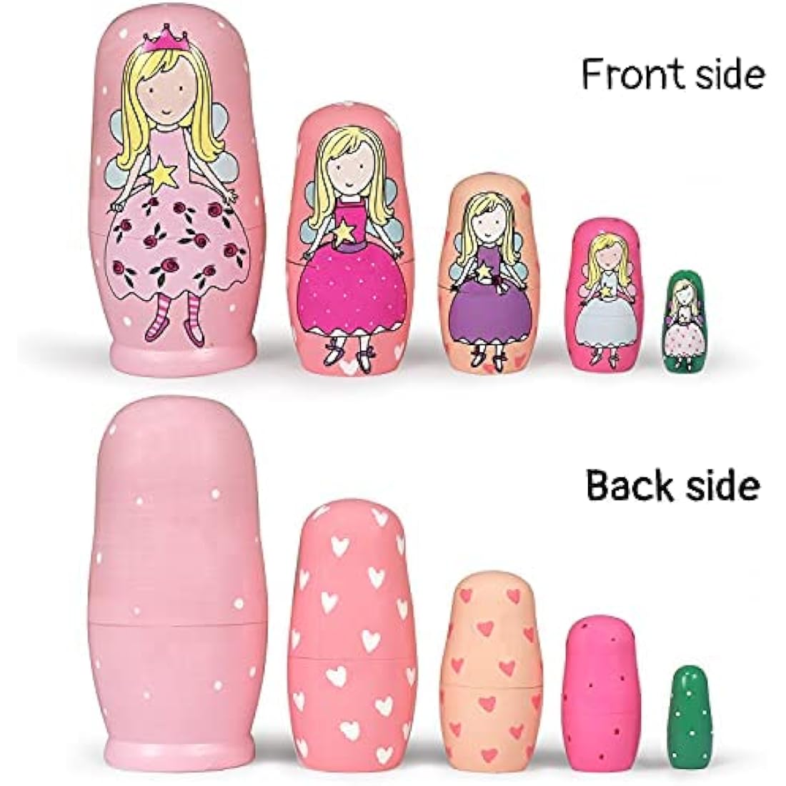 ELUTONG Wooden Nesting Dolls – 5pc Handmade Angel Matryoshka Kids Toy
