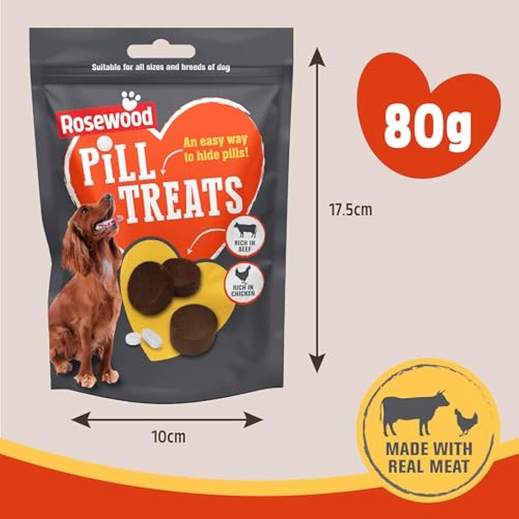 Rosewood Pill Treats for Dogs – Chicken & Beef Soft Pill Pockets (12 Pack)