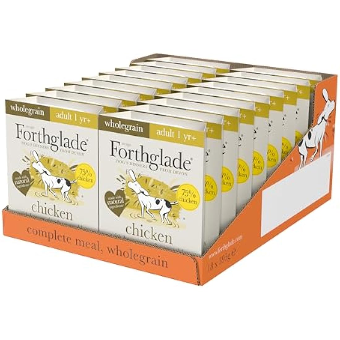 Forthglade Wet Dog Food - Chicken & Brown Rice (18 x 395g Trays)