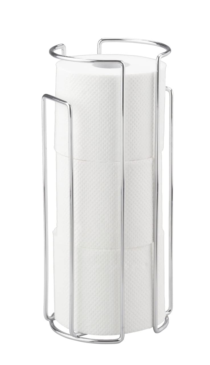 Wenko Chrome Toilet Roll Holder – Wall Mounted or Standing, 3 Rolls