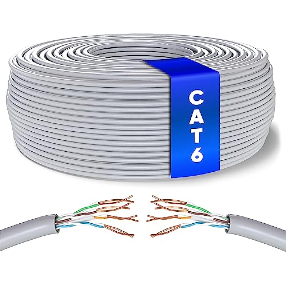 Mr. Tronic Cat 6 Ethernet Cable 100m | High Speed 1Gbps UTP LAN Bulk - Grey