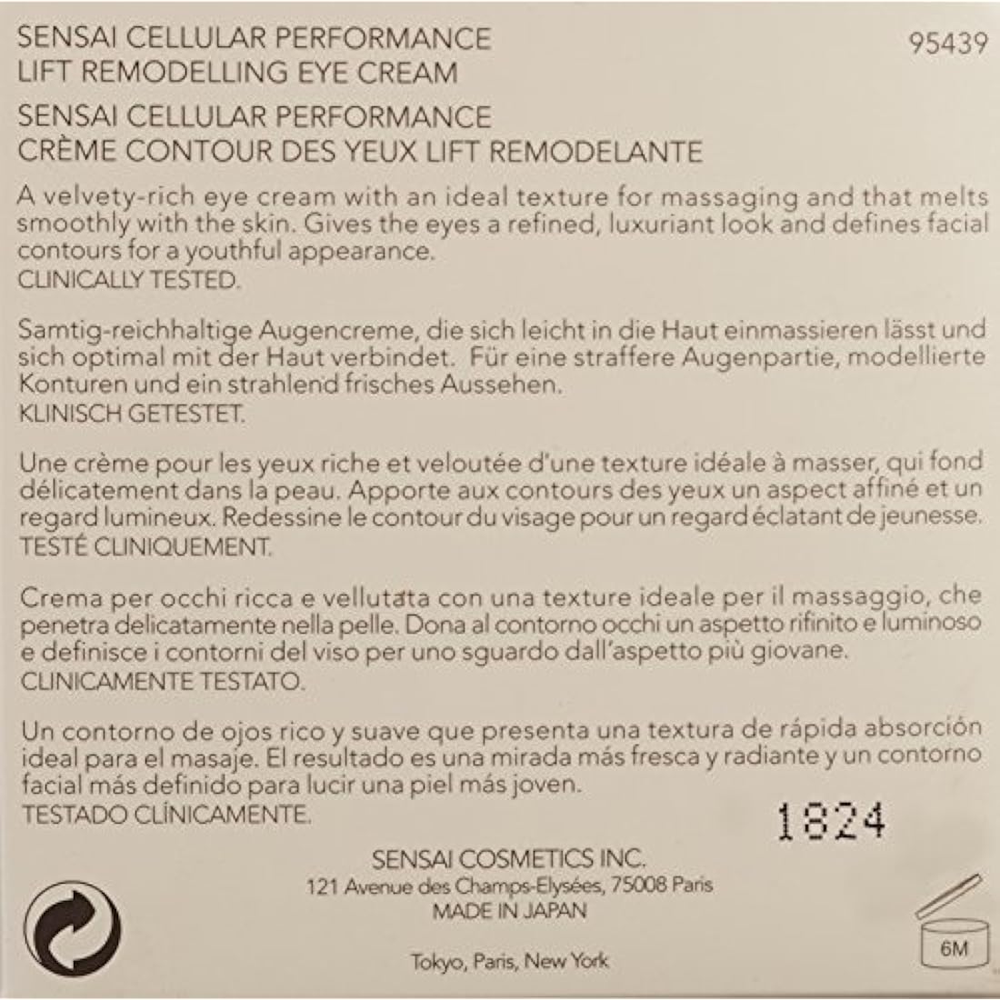 Sensai Cellular Performance Lift Remodelling Eye Cream - 15ml Firming