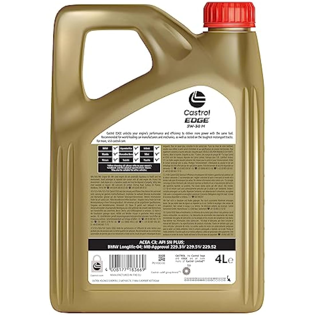 Castrol EDGE 5W-30 M Full Synthetic Engine Oil - 4L Motor Lubricant