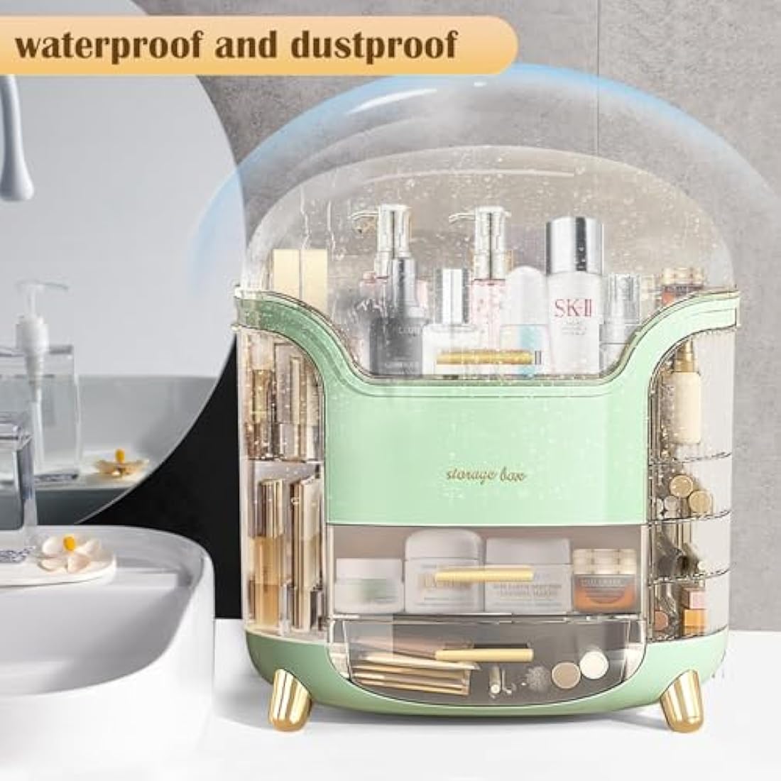 Suyoo Large Acrylic Makeup Organiser – Dustproof Cosmetic Storage Box