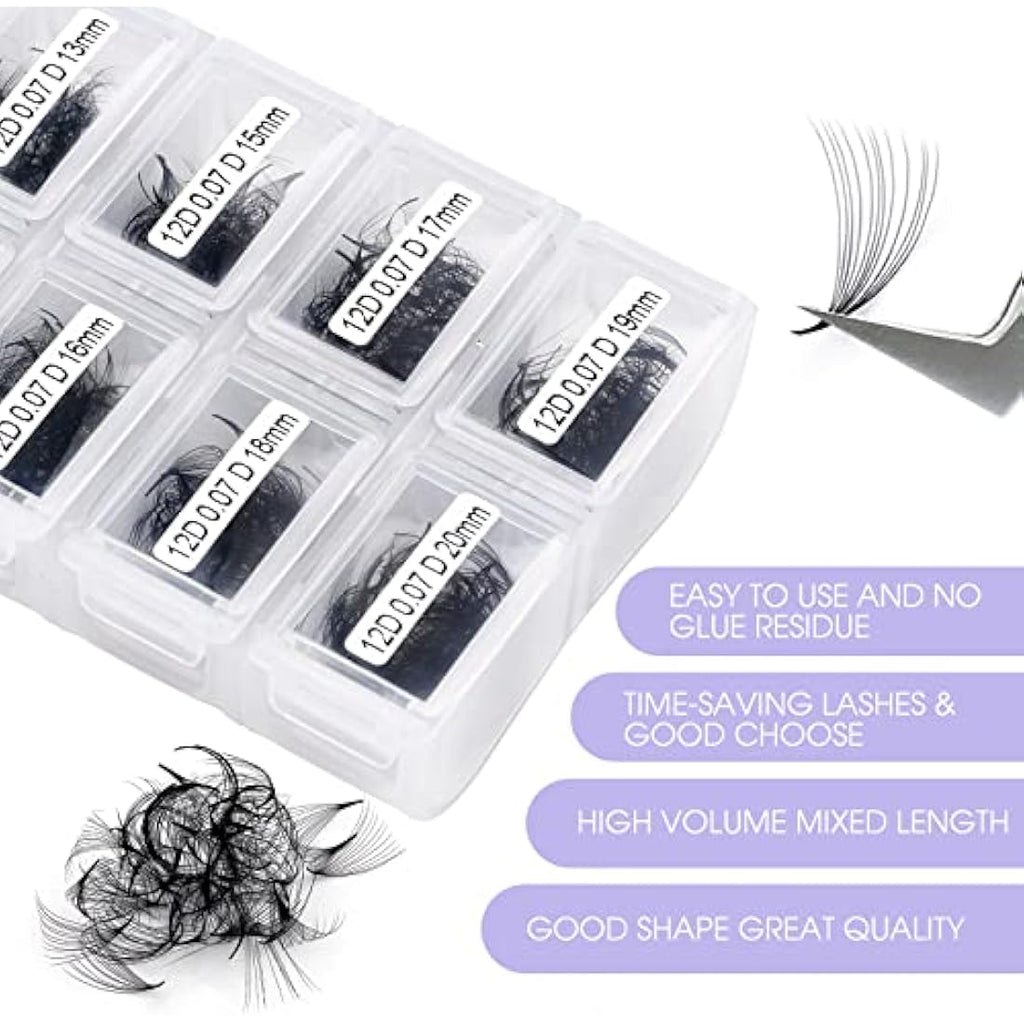 Wendylashes 12D Premade Fans Eyelash Extensions | 0.07mm C Curl 9-20mm