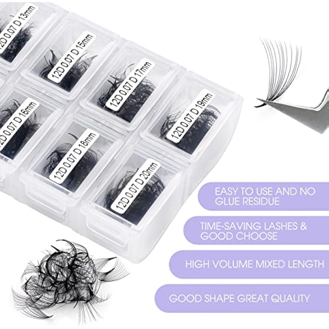 Wendylashes 12D Premade Fans Eyelash Extensions | 0.07mm C Curl 9-20mm