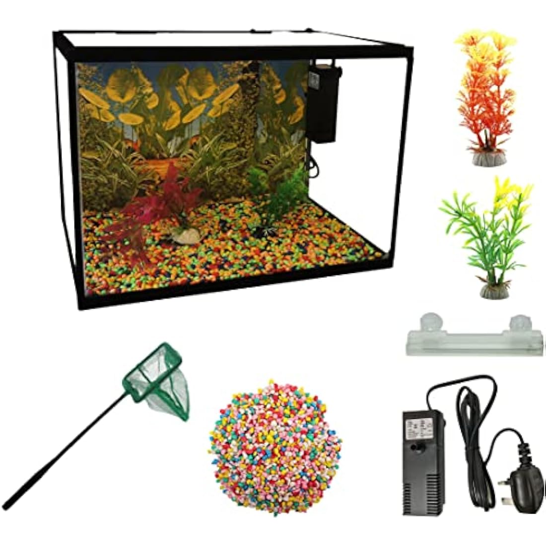 Jolof Store 26L Glass Aquarium Starter Kit with LED Light & Filter