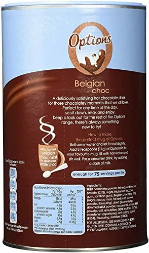 Option Belgian Choc-O-Lait Luxury Instant Hot Chocolate - 2 x 825g