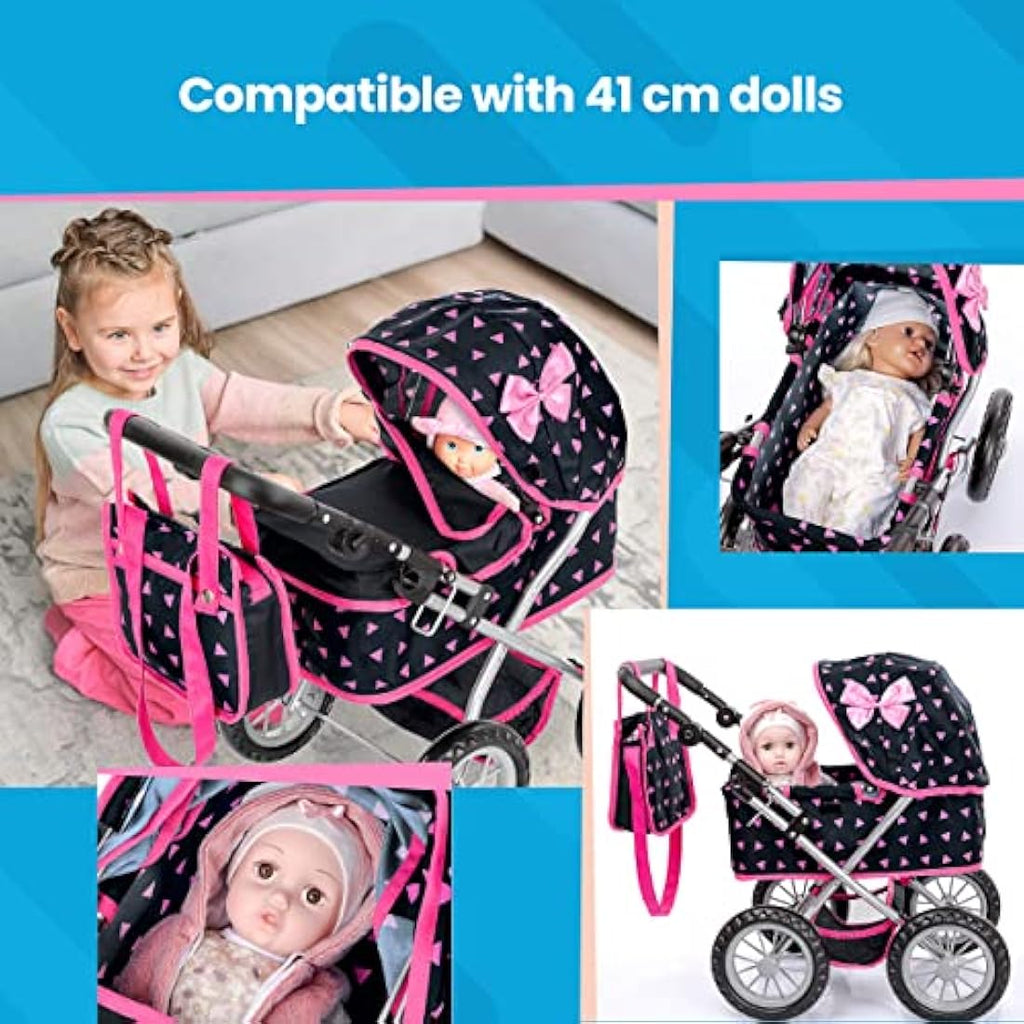 Kinderplay Doll Pram – Toy Stroller with Adjustable Handle (KP0261R)