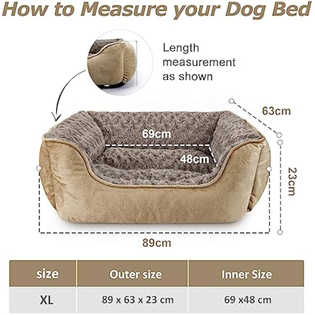 JOEJOY Calming Dog Bed – Washable Plush Anti-Anxiety Pet Mat, Beige