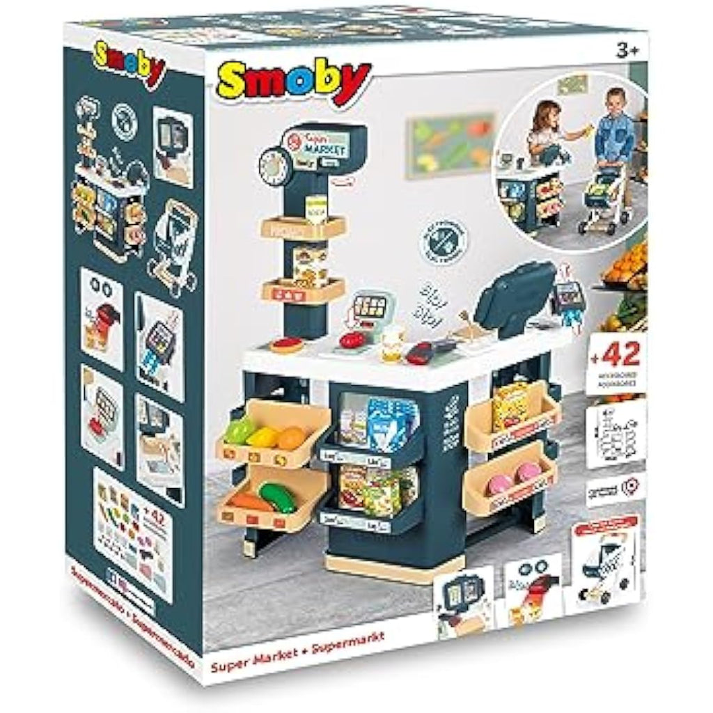 Smoby Kids Supermarket Playset with Shopping Trolley and 42 Accessories