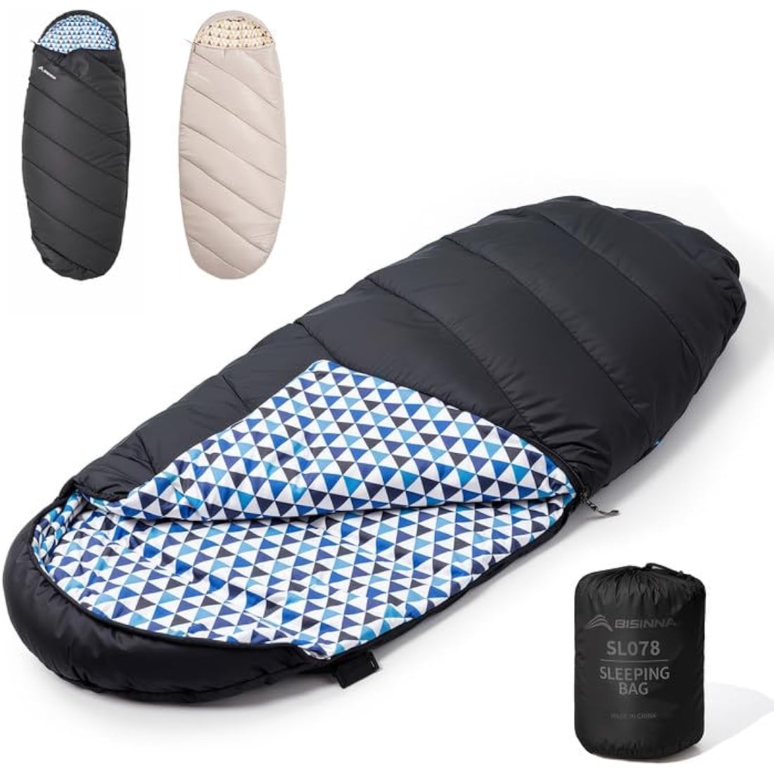 BISINNA XL Wide Sleeping Bag | 4-Season Cotton Flannel Camping Gear