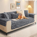 SHANNA Thick Rabbit Plush Sofa Cover – Non-Slip Faux Fur Sectional Slipcover
