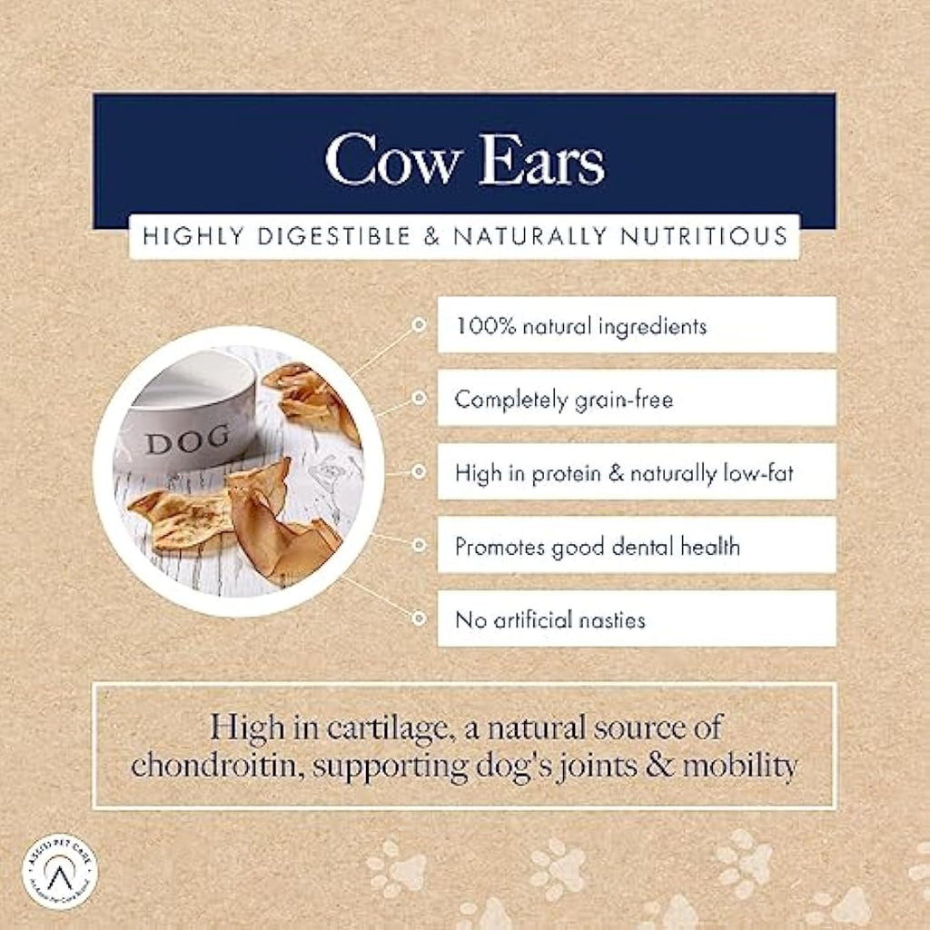 Hollings Natural Cow Ears Dog Treats | Grain Free Joint Support (40 Pack)