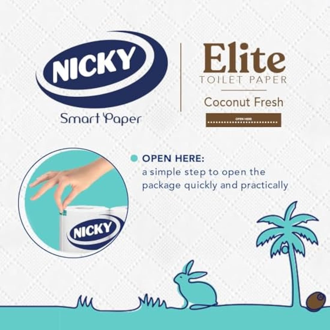 Nicky Elite Coconut Fresh Toilet Tissue | 45 Rolls | 3-Ply White Paper