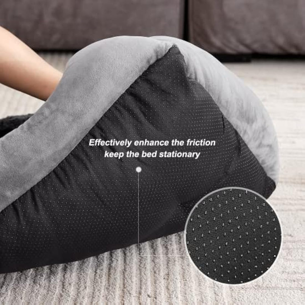 JOEJOY Calming Dog Bed – Washable Plush Anti-Anxiety Pet Mat, Grey