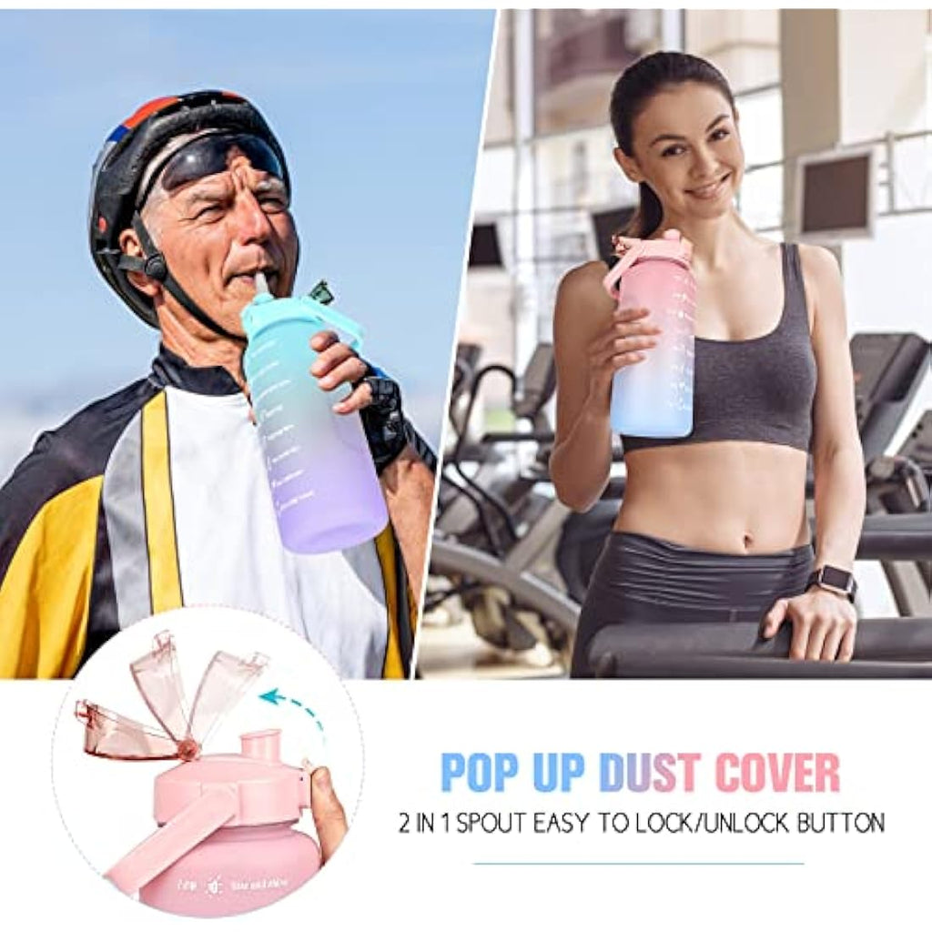 Jolof Store 2L Motivational Water Bottle | BPA Free Leakproof Sport Jug