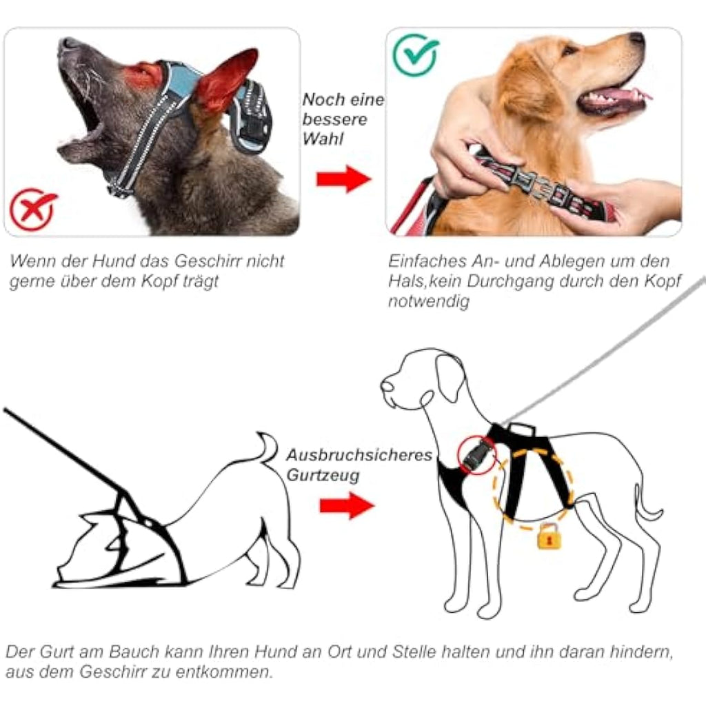 Jolof Store Escape Proof No Pull Dog Harness – Reflective Red Vest, XL