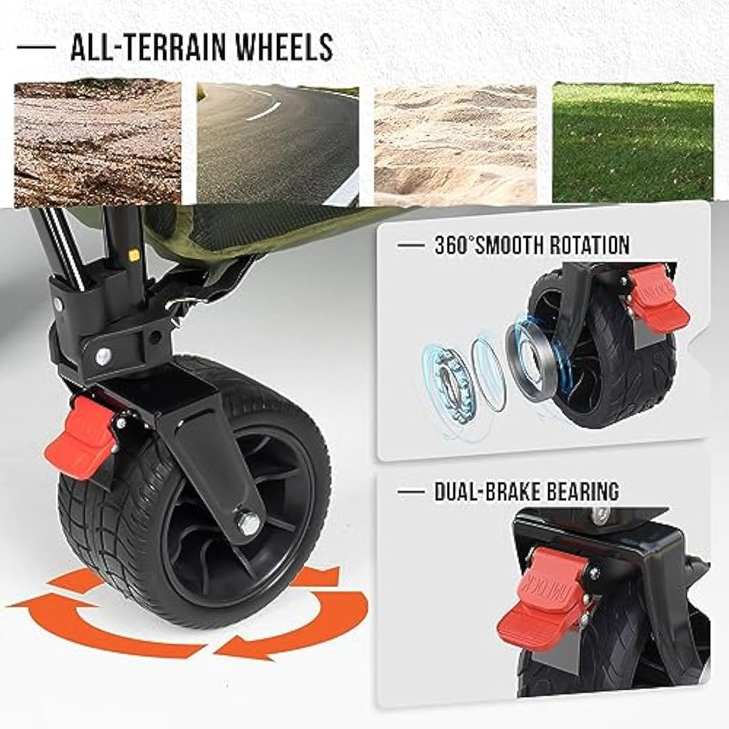 Overmont 400L Double Decker Folding Wagon – All-Terrain 200kg Cart