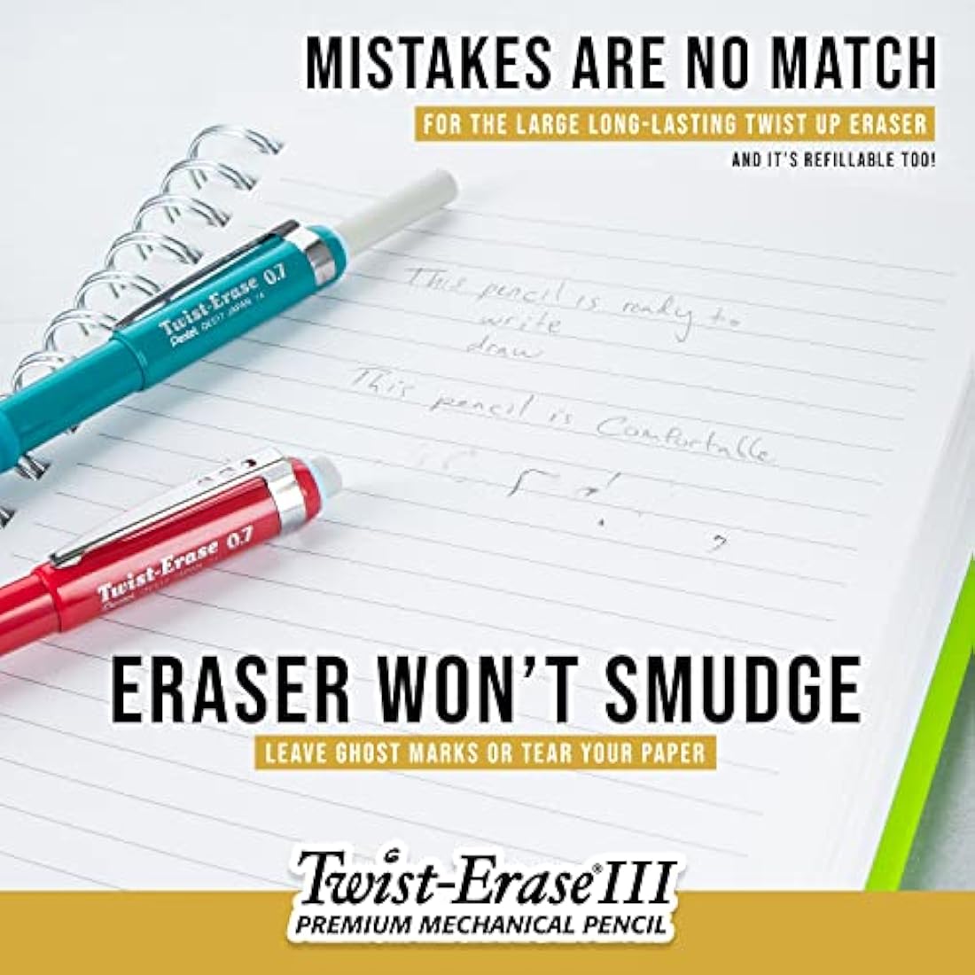 Pentel Twist-Erase Mechanical Pencil, 0.5mm, Black, Pack of 12 | QE515A