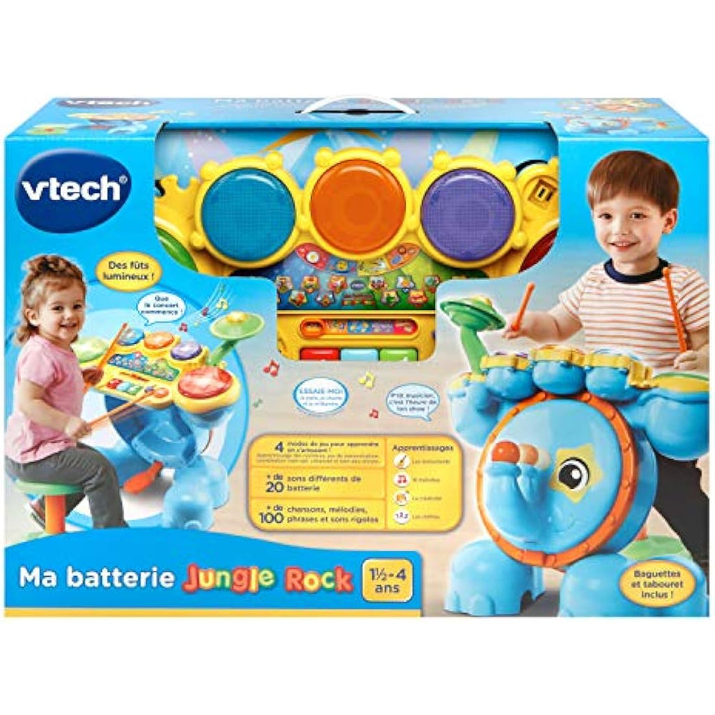 VTech Jungle Rock Elephant Drum Set – Interactive Musical Toy (French)