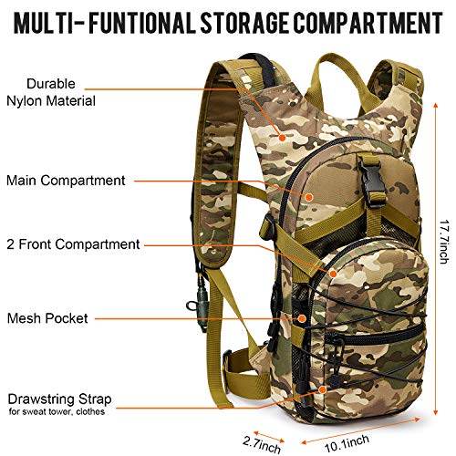 G4Free Tactical Hydration Pack – 15L Hiking Backpack with 3L Bladder