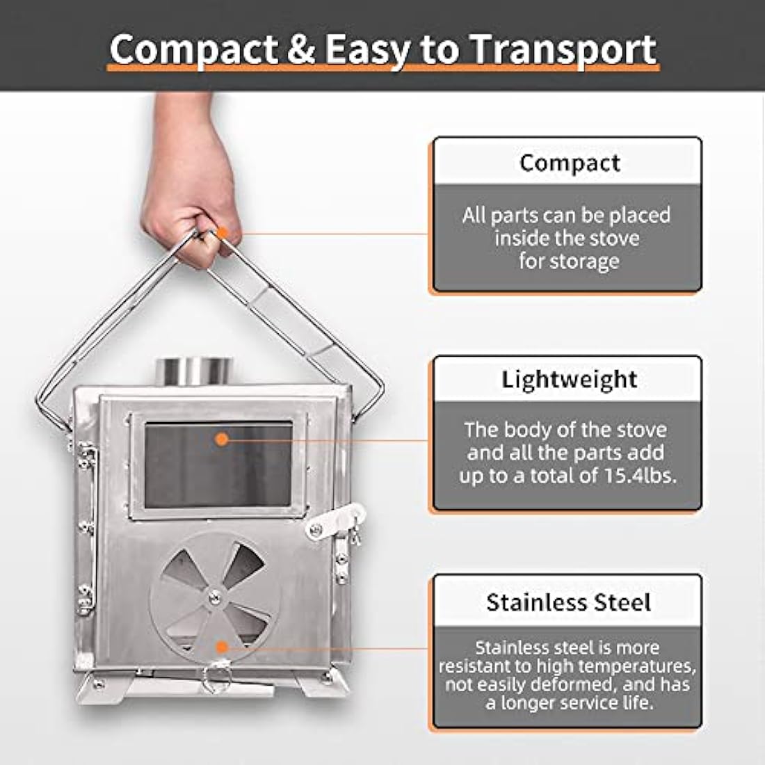 TOMOUNT Portable Wood Burning Tent Stove | Stainless Steel Cookware