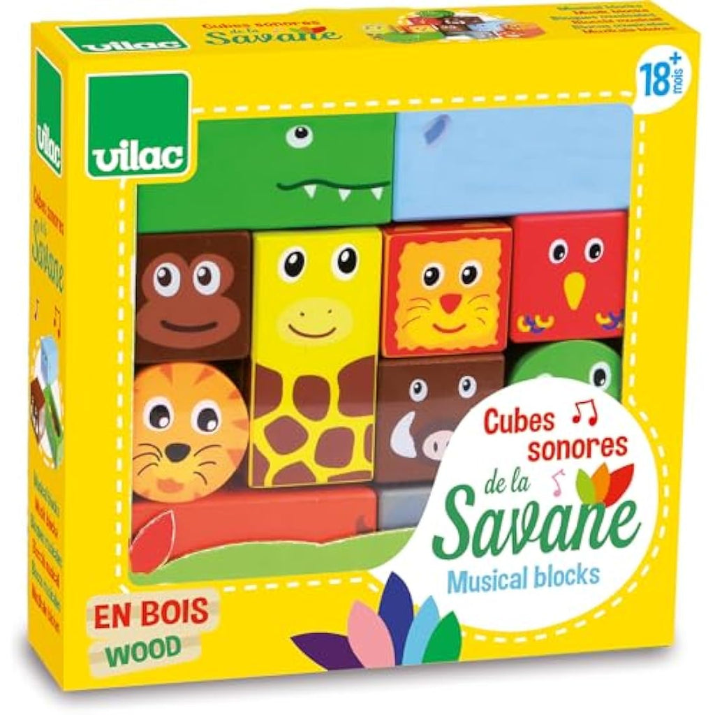 Vilac Savanna Musical Blocks – French Wooden Educational Toys for Kids