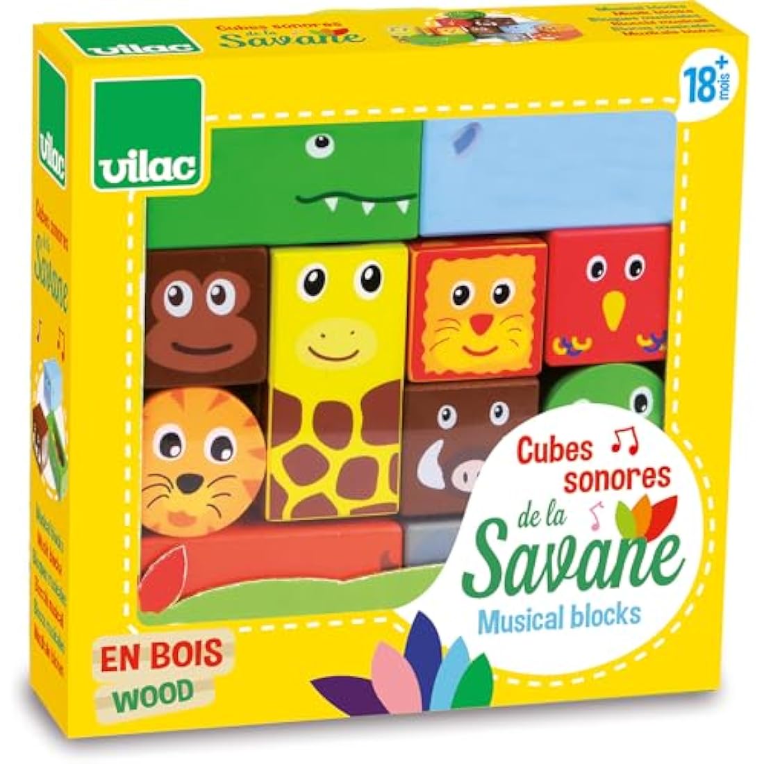 Vilac Savanna Musical Blocks – French Wooden Educational Toys for Kids