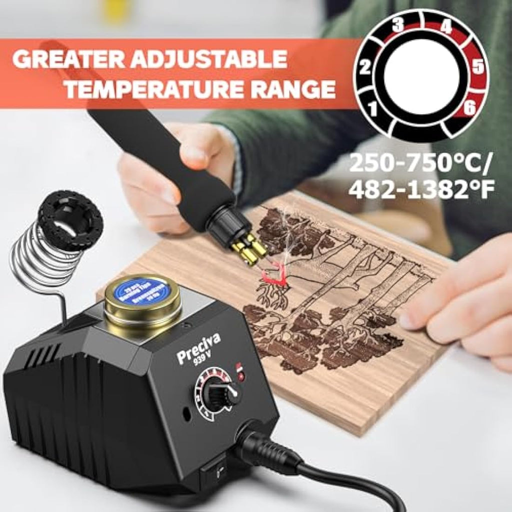 Preciva Wood Burning Kit – 30W Pyrography Station with 20 Tips