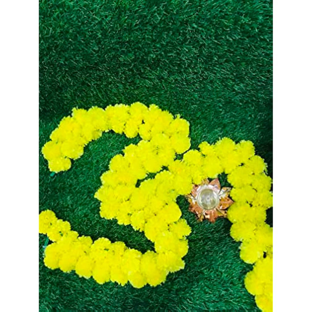 Jolof Store Artificial Marigold Garland - 5ft Yellow Floral Decor (5 Pack)