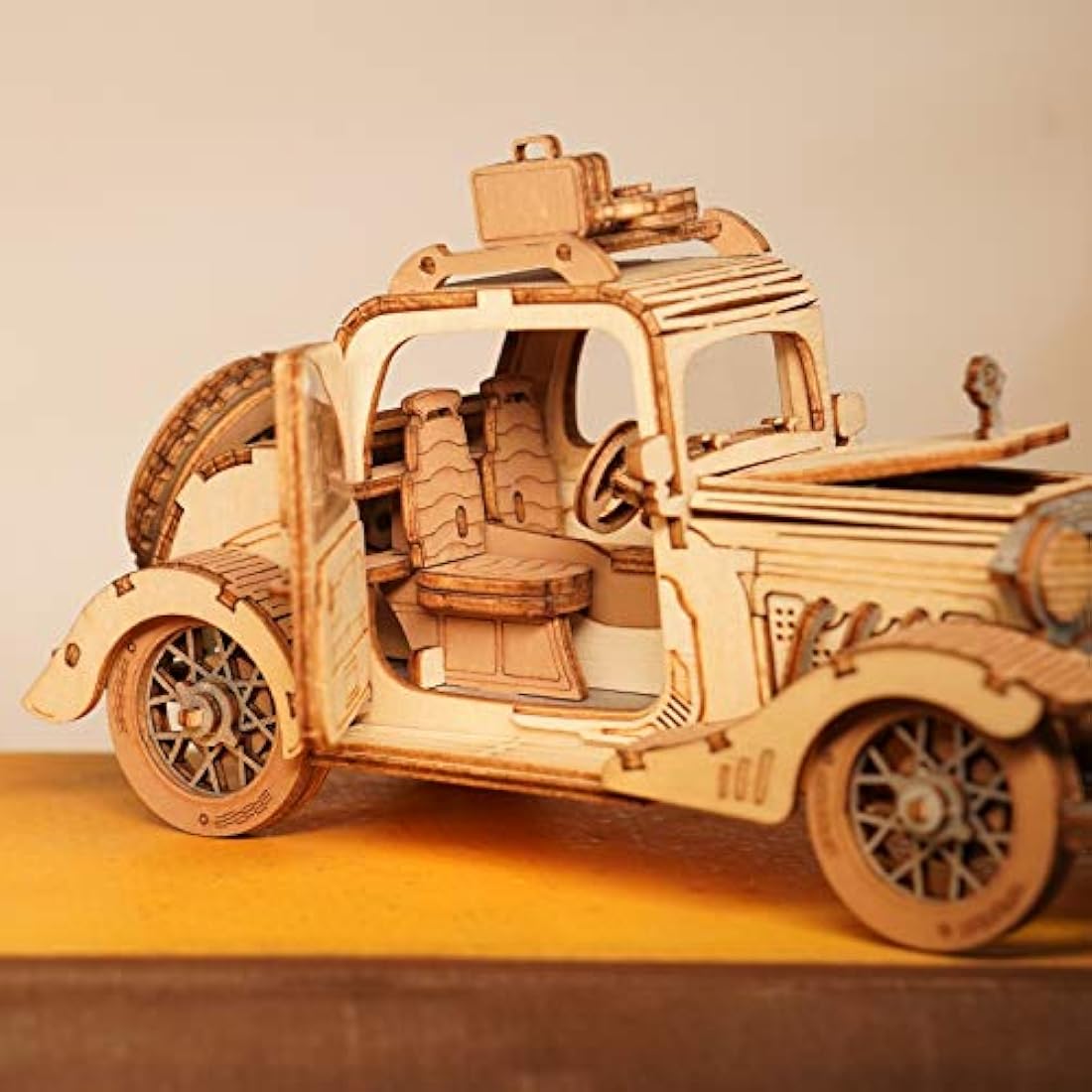 Rolife 3D Wooden Puzzle - DIY Vintage Car Model Kit for Adults