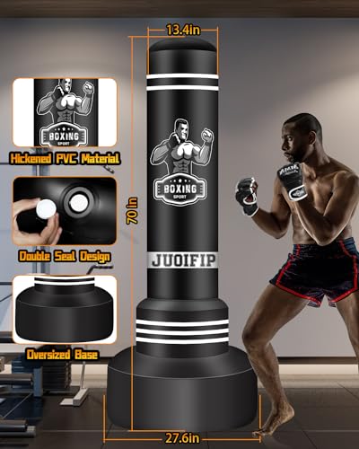 JUOIFIP 180cm Freestanding Punching Bag Set with Gloves & Electric Pump