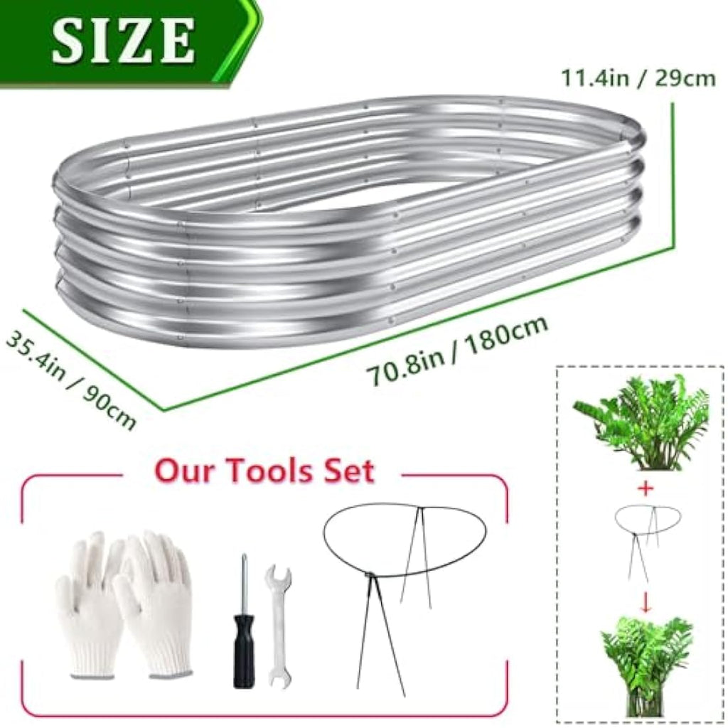 KINI MOX 2-Pack Galvanized Raised Garden Bed with Climbing Stand, 6x3x1ft