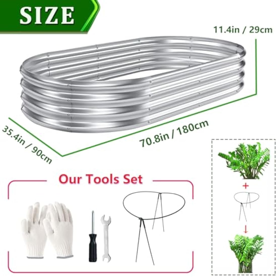 KINI MOX 2-Pack Galvanized Raised Garden Bed with Climbing Stand, 6x3x1ft
