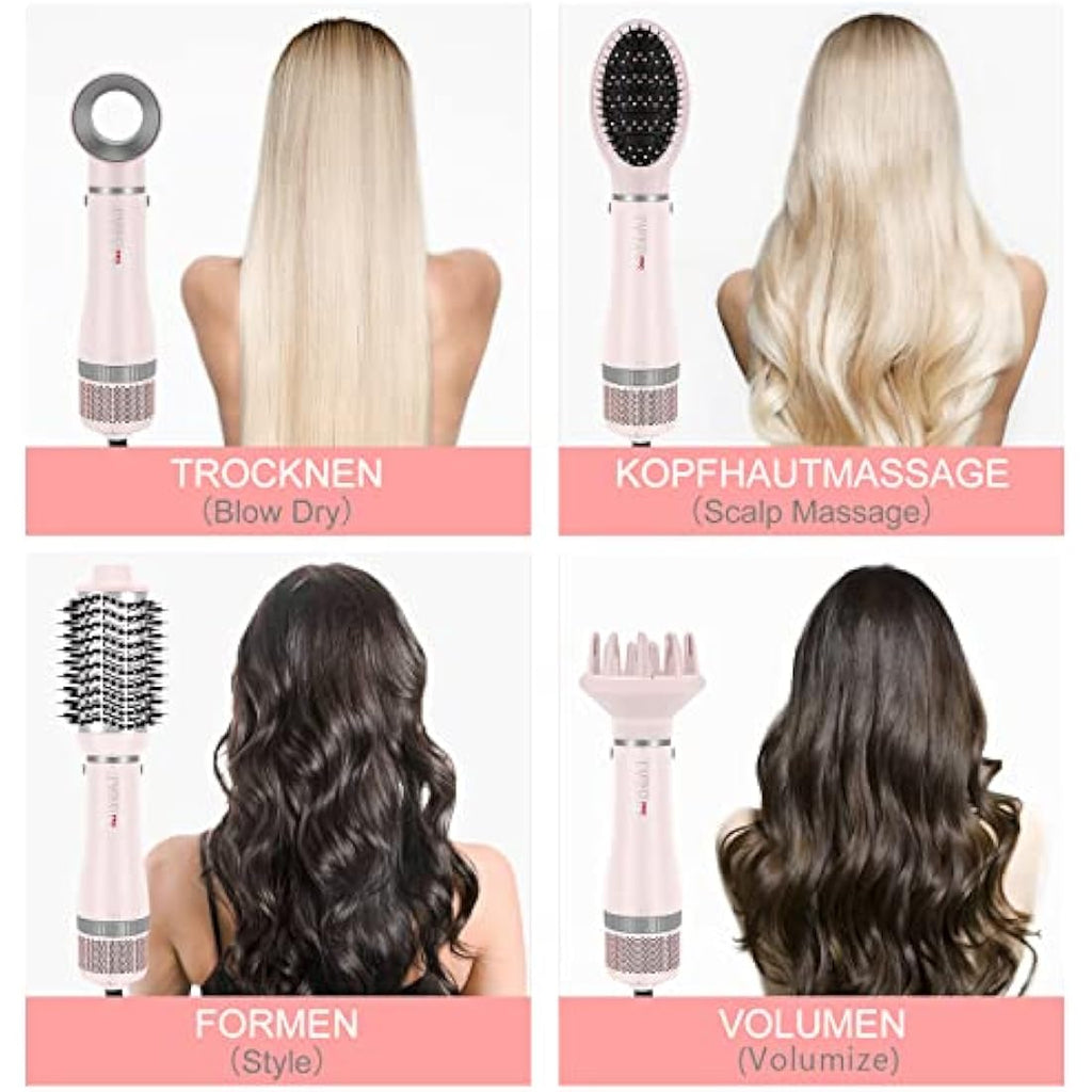 4-in-1 Hair Dryer Brush Set | Ionic Hot Air Styler - Pink