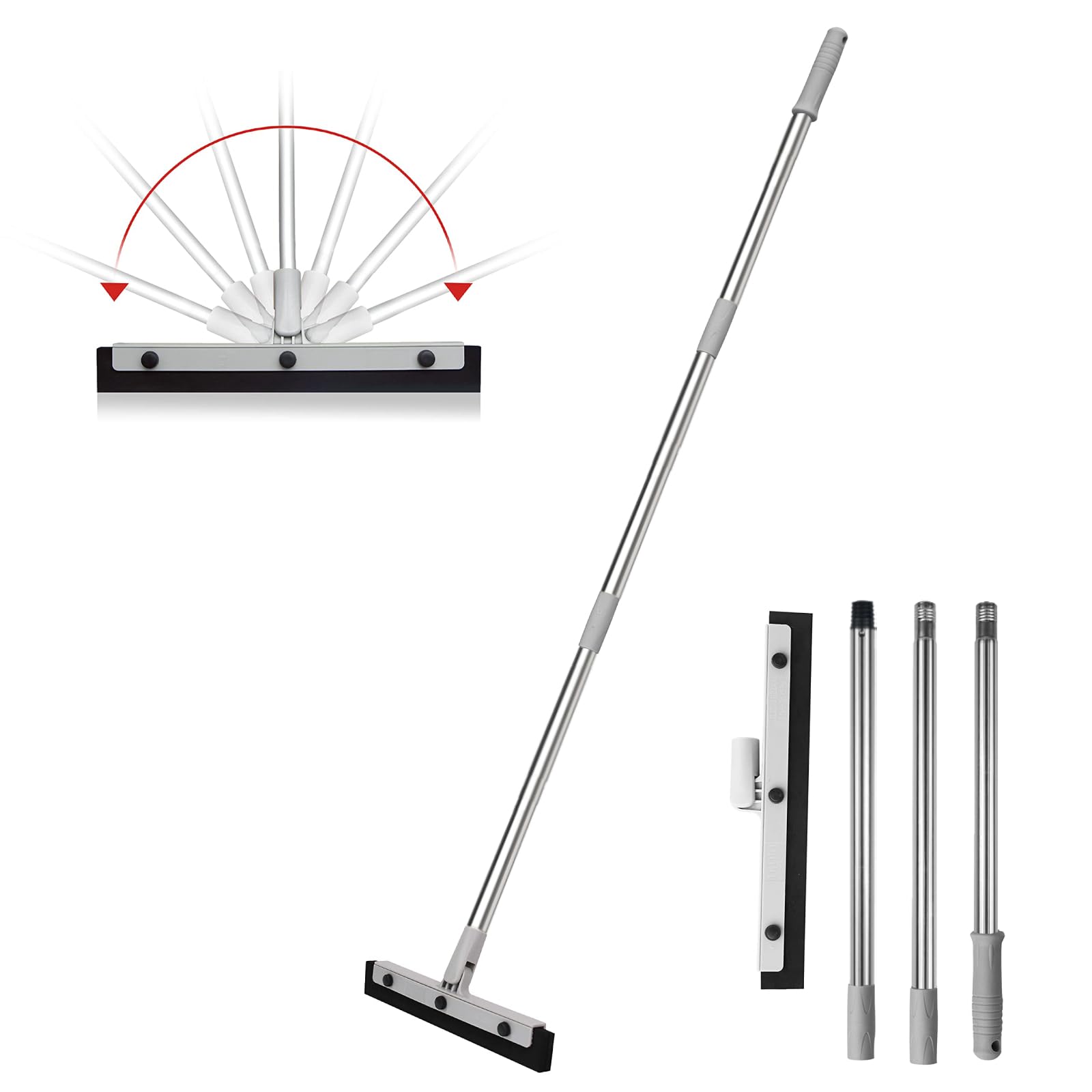 DrDirt Floor Squeegee | 35cm Dual Foam Blade with Stainless Steel Pole