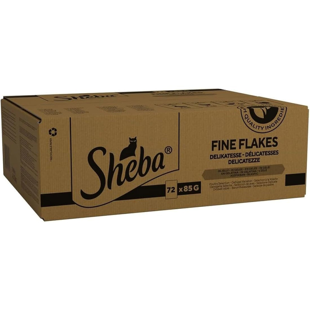 Sheba Fine Flakes Poultry Collection in Jelly Wet Cat Food - 72x85g