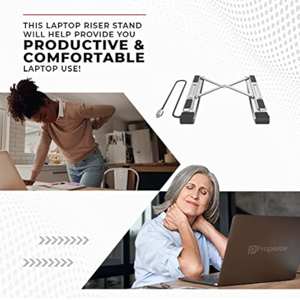 Properav Aluminum Laptop Stand with 100W USB-C Hub & 4 USB-A Ports