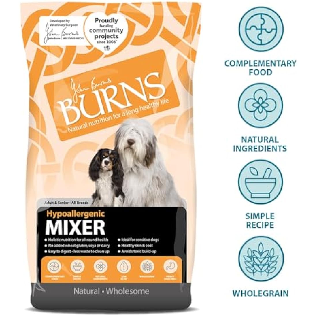 Burns Pet Nutrition Hypo-allergenic Dog Mixer | Low-Fat & Wheat-Free 2kg