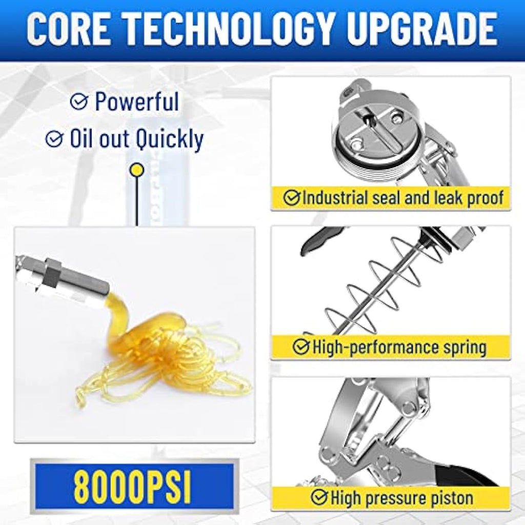 CarBole 8000PSI Grease Gun – High Pressure Pistol Grip with 18" Flex Hose