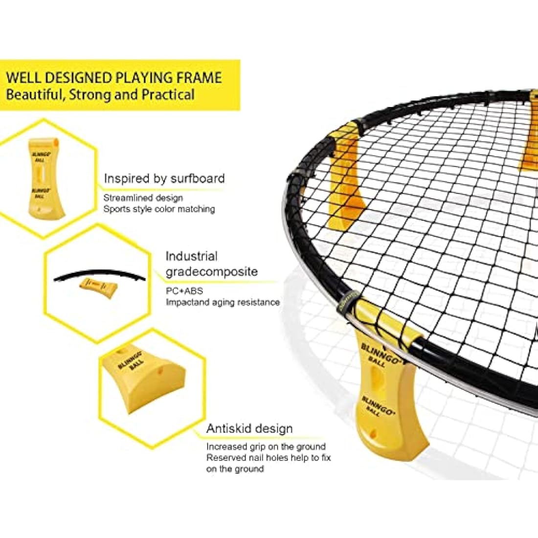 Mookis Blinngoball Roundnet Game Set – Outdoor Sports Kit with 3 Balls