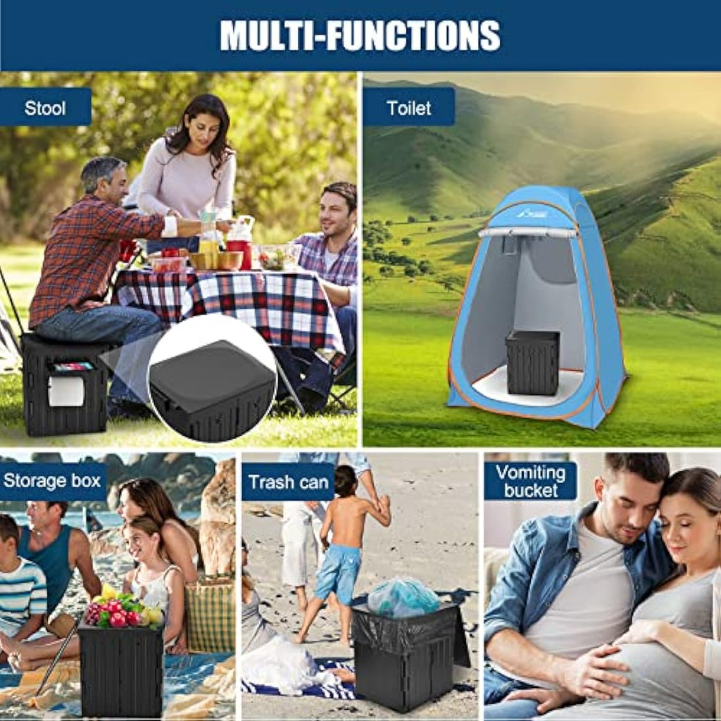 Jolof Store XL Portable Toilet – Foldable Camping Potty with Phone Holder