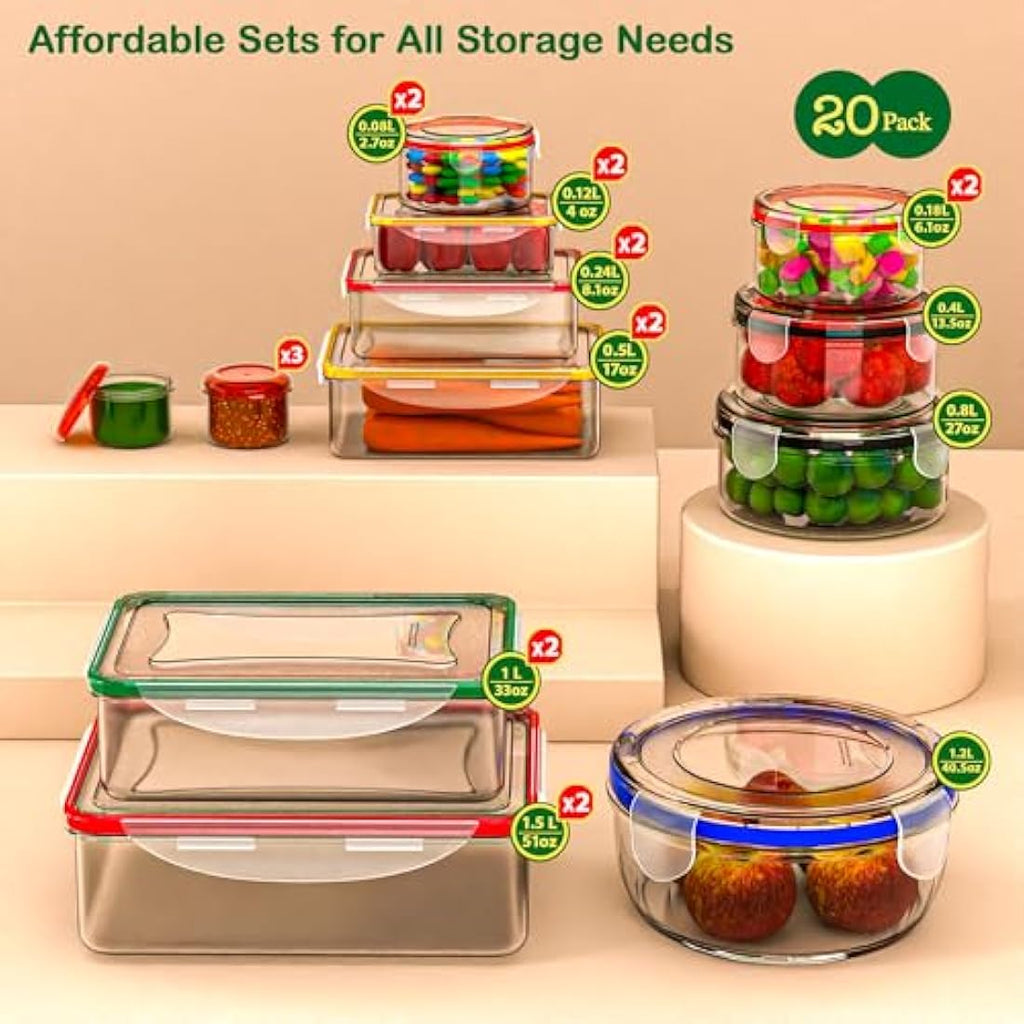 Jolof Store 40-Piece Airtight Food Storage Containers | Leak Proof Plastic