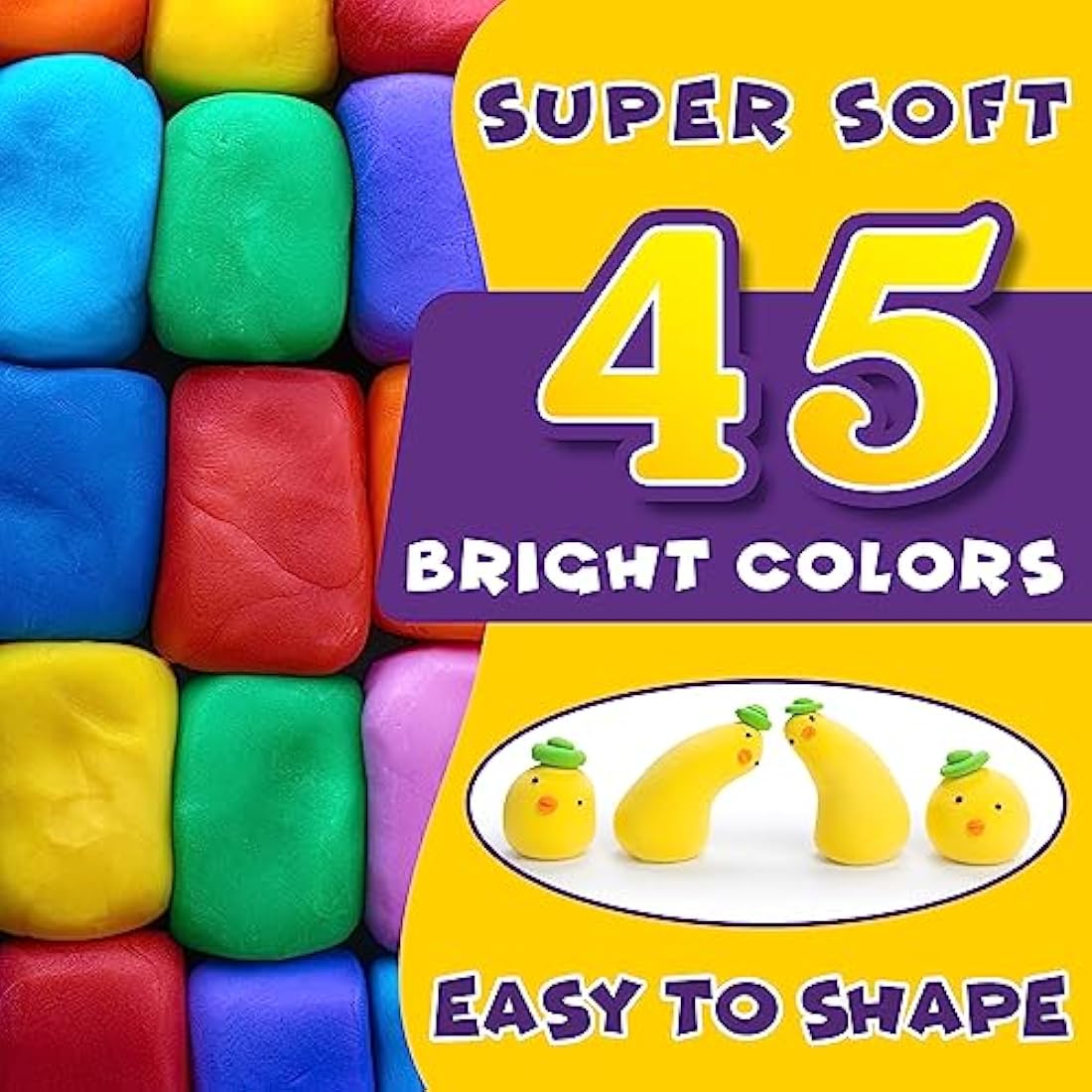 SUNCLAY Air Dry Clay Kit - 45 Colors with 80-Page Project Book & Tools