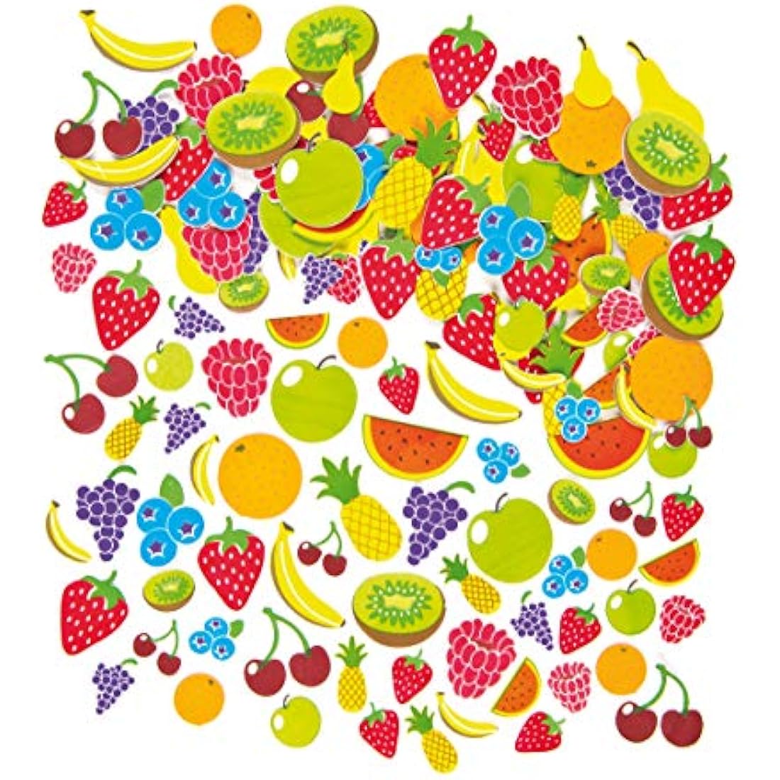 Baker Ross Fruit Foam Stickers for Kids Crafts - 120 Pack Art Supplies